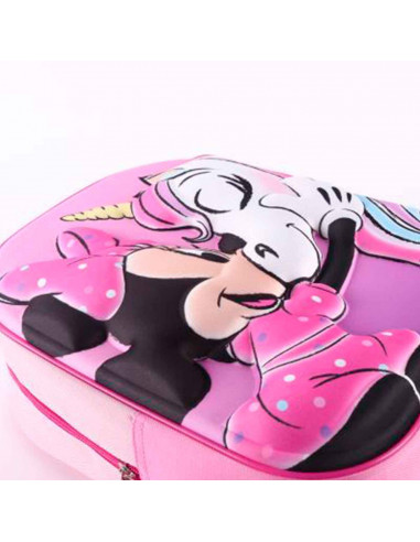 Tradineur - Mochila 3D rosa para niños con diseño de Minnie Mouse, ideal para la escuela. Medidas de 25 x 31 x 10 cm para colgar