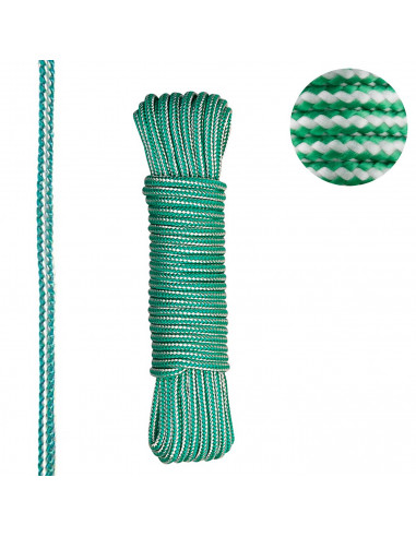 Tradineur - Cuerda trenzada de polipropileno, madeja de cordón resistente para tendedero, colgar ropa, uso interior y exterior (