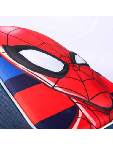 Tradineur - Mochila azul para niños en 3D con diseño de Spiderman, ideal para la escuela. Medidas de 25 x 31 x 10 cm para colgar