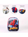 Tradineur - Mochila azul y roja para niños en 3D con diseño de Spiderman, ideal para la escuela. Medidas de 25 x 31 x 10 cm para