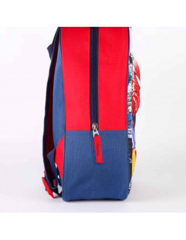 Tradineur - Mochila azul y roja para niños en 3D con diseño de Spiderman, ideal para la escuela. Medidas de 25 x 31 x 10 cm para