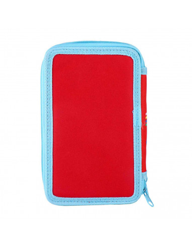 Tradineur- Plumier de Mickey Mouse, ideal para la escuela, de color azul y rojo, con 44 piezas entre boligrafos, rotuladores, la