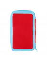 Tradineur- Plumier de Mickey Mouse, ideal para la escuela, de color azul y rojo, con 44 piezas entre boligrafos, rotuladores, la