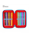 Tradineur- Plumier de Mickey Mouse, ideal para la escuela, de color azul y rojo, con 44 piezas entre boligrafos, rotuladores, la