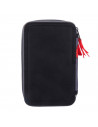 Tradineur- Plumier de Spiderman, ideal para la escuela, de color negro, con 44 piezas entre boligrafos, rotuladores, lapices, re