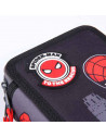 Tradineur- Plumier de Spiderman, ideal para la escuela, de color negro, con 44 piezas entre boligrafos, rotuladores, lapices, re