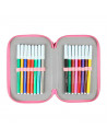 Tradineur- Plumier rosa de Minnie Mouse, ideal para la escuela, con 42 piezas entre boligrafos, rotuladores, lapices, regla....