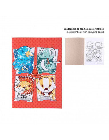 Tradineur - Set para colorear de Harry Potter, con lápices de colores, cuaderno A4, cuaderno A5 y pegatinas. Medidas 32 x 21,5 c