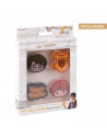 Tradineur - Pack de 4 gomas de Harry Potter, con distintos diseños, ideal para la vuelta al cole, adaptable a lápices. Medidas c