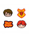 Tradineur - Pack de 4 gomas de Harry Potter, con distintos diseños, ideal para la vuelta al cole, adaptable a lápices. Medidas c
