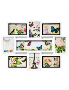 Marco para 9 fotos de pared múltiple decoración del hogar. Multimarco portafotos color blanco 44 x 56 x 2.5 cm