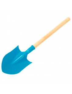 Tradineur - Pala de playa infantil de plástico y mango de madera, juguete para jugar en la arena, parque, jardín, regalo para ni