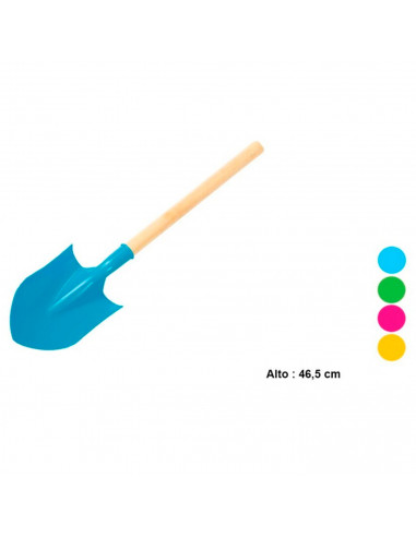 Tradineur - Pala de playa infantil de plástico y mango de madera, juguete para jugar en la arena, parque, jardín, regalo para ni