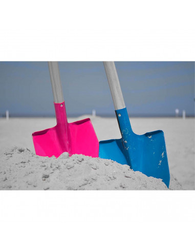 Tradineur - Pala de playa infantil de plástico y mango de madera, juguete para jugar en la arena, parque, jardín, regalo para ni