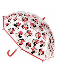 Tradineur - Paraguas de Miinie Mouse, especial para niños, trasparente y con dibujos, de 8 varillas. Medidas 64 x 8 cm. Licencia