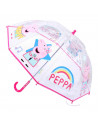 Tradineur - Paraguas de Peppa Pig, especial para niños, trasparente y con dibujos, de 8 varillas. Medidas 64 x 8 cm. Licencia Of