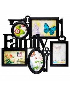 Marco para 5 fotos de pared múltiple decoración del hogar family. Multimarco portafotos 39 x 45 x 2 cm color negro