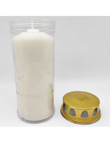 Tradineur - Velón de santo con tapa antilluvia, parafina y cera vegetal, vela litúrgica, decoración de iglesias, cementerios, tu