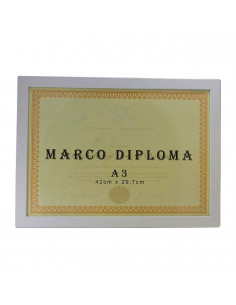 Marco de madera blanco para diploma A3 de 42 x 29,7 cm, marco para fotos, documentos, certificados, premios para colgar en la pa