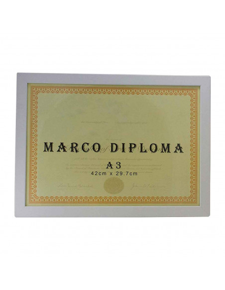 Marco de madera blanco para diploma A3 de 42 x 29,7 cm, marco para fotos, documentos, certificados, premios para colgar en la pa
