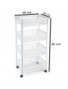 Tradineur - Carrito verdulero modelo PLFT de plástico con 4 niveles y ruedas, cestas apilables portaobjetos, frutas, verduras, c