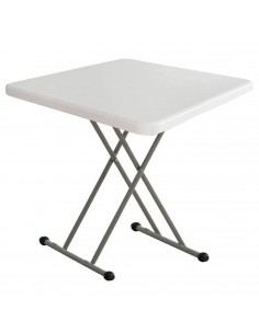 Tradineur - Mesa plegable con estructura de metal y plástico, altura fija, patas antideslizantes, portátil, jardín, camping, hog