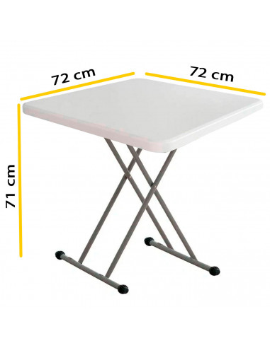Tradineur - Mesa plegable con estructura de metal y plástico, altura fija, patas antideslizantes, portátil, jardín, camping, hog