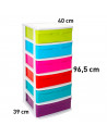 Tradineur - Cajonera de almacenaje modelo Sena, 6 cajones multicolor, plástico, torre de ordenación multiusos, hogar (Blanco, 96