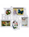 Marco para 5 fotos de pared múltiple 39 x 45 x 2 cm decoración del hogar family. Multimarco portafotos color blanco