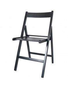 Tradineur - Silla de madera de haya plegable con reposapiés, exterior, jardín, terraza, balcón, patio, ligera y resistente (Negr