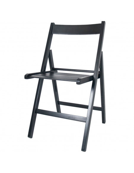 Tradineur - Silla de madera de haya plegable con reposapiés, exterior, jardín, terraza, balcón, patio, ligera y resistente (Negr