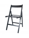Tradineur - Silla de madera de haya plegable con reposapiés, exterior, jardín, terraza, balcón, patio, ligera y resistente (Negr