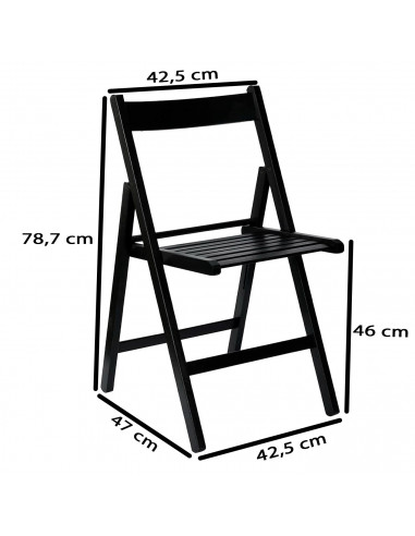 Tradineur - Silla de madera de haya plegable con reposapiés, exterior, jardín, terraza, balcón, patio, ligera y resistente (Negr
