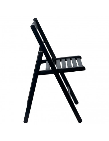 Tradineur - Silla de madera de haya plegable con reposapiés, exterior, jardín, terraza, balcón, patio, ligera y resistente (Negr