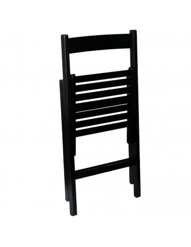 Tradineur - Silla de madera de haya plegable con reposapiés, exterior, jardín, terraza, balcón, patio, ligera y resistente (Negr