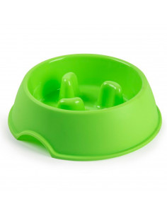 Tradineur - Comedero anti glotón de plástico para mascotas, cuenco para perros, tazón, plato para comer lentamente, digestión fá
