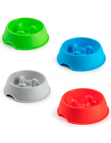 Tradineur - Comedero anti glotón de plástico para mascotas, cuenco para perros, tazón, plato para comer lentamente, digestión fá