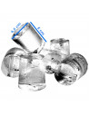 Tradineur - Cubitera de plástico con tapa azul, molde para 6 cubitos de hielo grandes, fácil extracción, cócteles, whisky, fabri