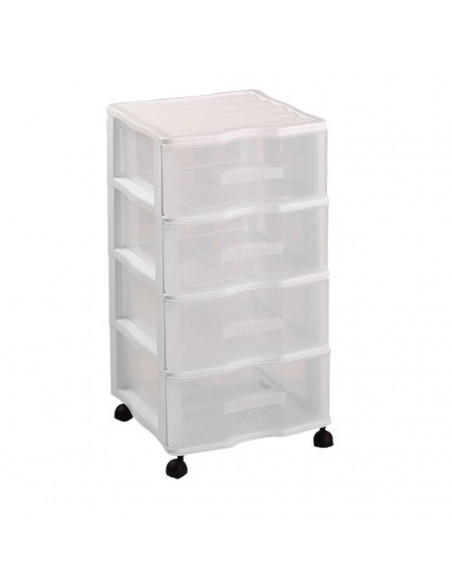 Cajonera color blanco wagon 4 cajones con ruedas 67,5 x 37 x 39,3 cm. Contenedor de plástico para folios especial para oficina Cajonera color blanco wagon 4 cajones con ruedas 67,5 x 37 x 39,3 cm. Contenedor de plástico para folios especial para oficina
