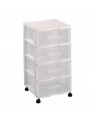 Cajonera color blanco wagon 4 cajones con ruedas 67,5 x 37 x 39,3 cm.  Contenedor de plástico para folios especial para oficina