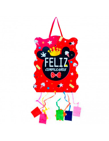 Tradineur - Piñata de mickey para cumpleaños, cartón, para rellenar con golosinas, chuches, niños, decoración infantil para fies