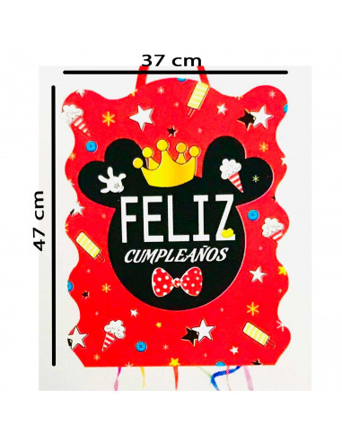 Tradineur - Piñata de mickey para cumpleaños, cartón, para rellenar con golosinas, chuches, niños, decoración infantil para fies