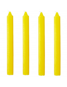Tradineur - Pack de 4 velas cilíndricas, velas de mesa alargadas, parafina y mecha de algodón, sin perfume, rituales y ceremonia