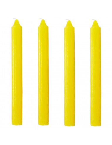 Tradineur - Pack de 4 velas cilíndricas, velas de mesa alargadas, parafina y mecha de algodón, sin perfume, rituales y ceremonia