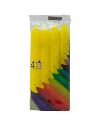 Tradineur - Pack de 4 velas cilíndricas, velas de mesa alargadas, parafina y mecha de algodón, sin perfume, rituales y ceremonia