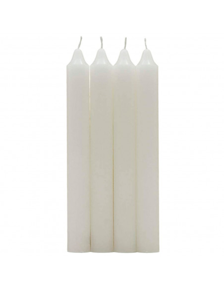 Tradineur - Pack de 4 velas alargadas, velas de mesa cilíndricas, parafina y mecha de algodón, sin perfume, rituales y ceremonia