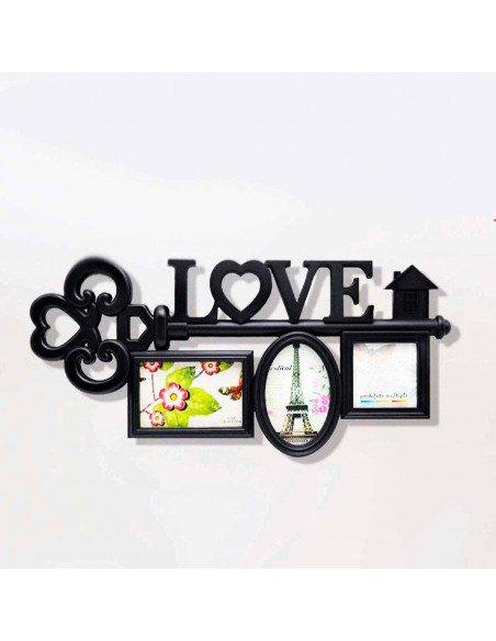 Marco para 3 fotos de pared múltiple, decoración del hogar. Multimarco portafotos  27 x 57.5 x 2 cm color negro