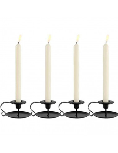 Tradineur - Pack de 4 velas alargadas, velas de mesa cilíndricas, parafina y mecha de algodón, sin perfume, rituales y ceremonia