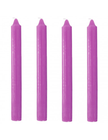 Tradineur - Pack de 4 velas de mesa alargadas, velas cilíndricas, parafina y mecha de algodón, sin perfume, rituales y ceremonia