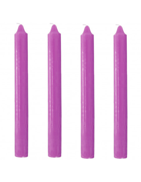 Tradineur - Pack de 4 velas de mesa alargadas, velas cilíndricas, parafina y mecha de algodón, sin perfume, rituales y ceremonia